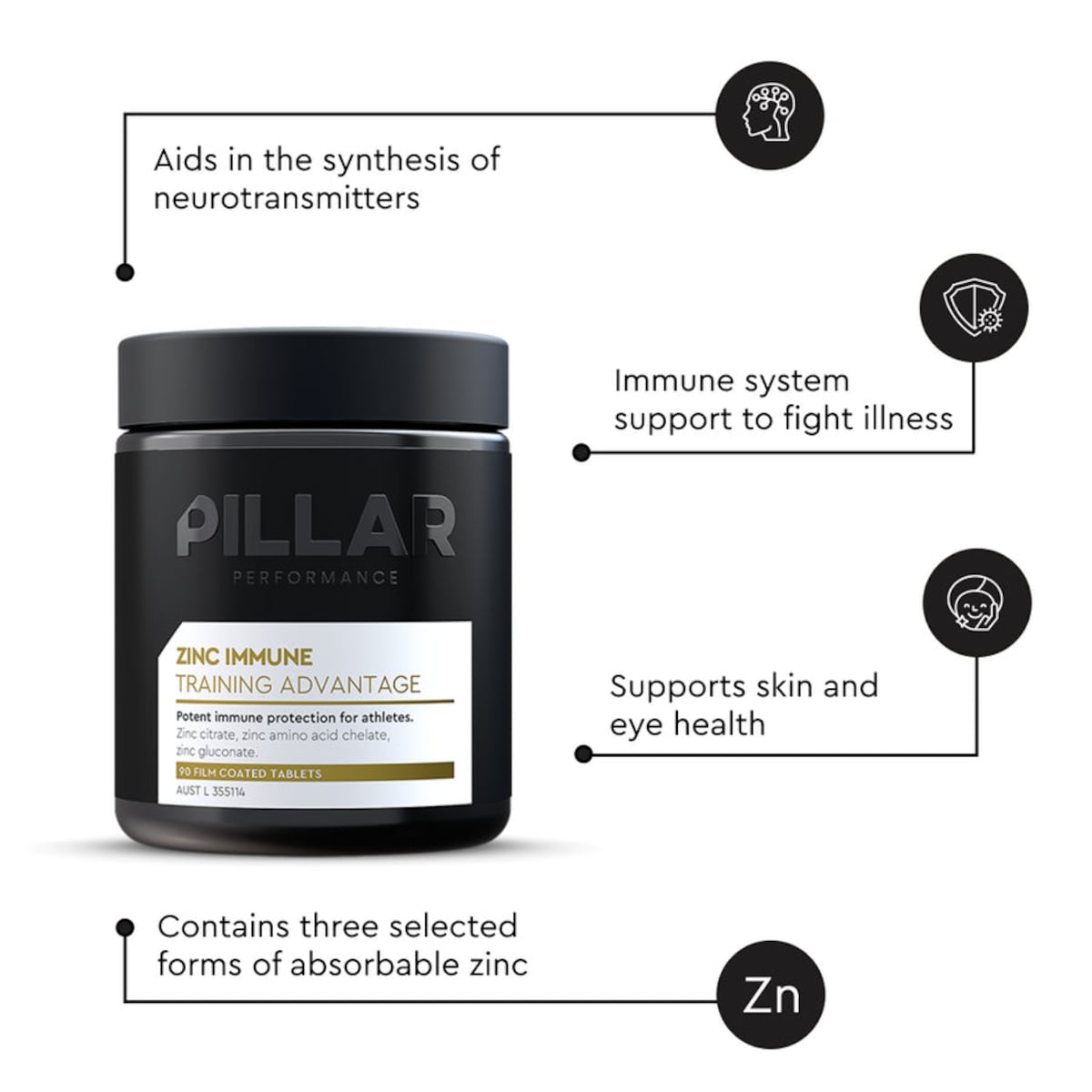 Pillar Zinc Immune Training Advantage 90 Tablets