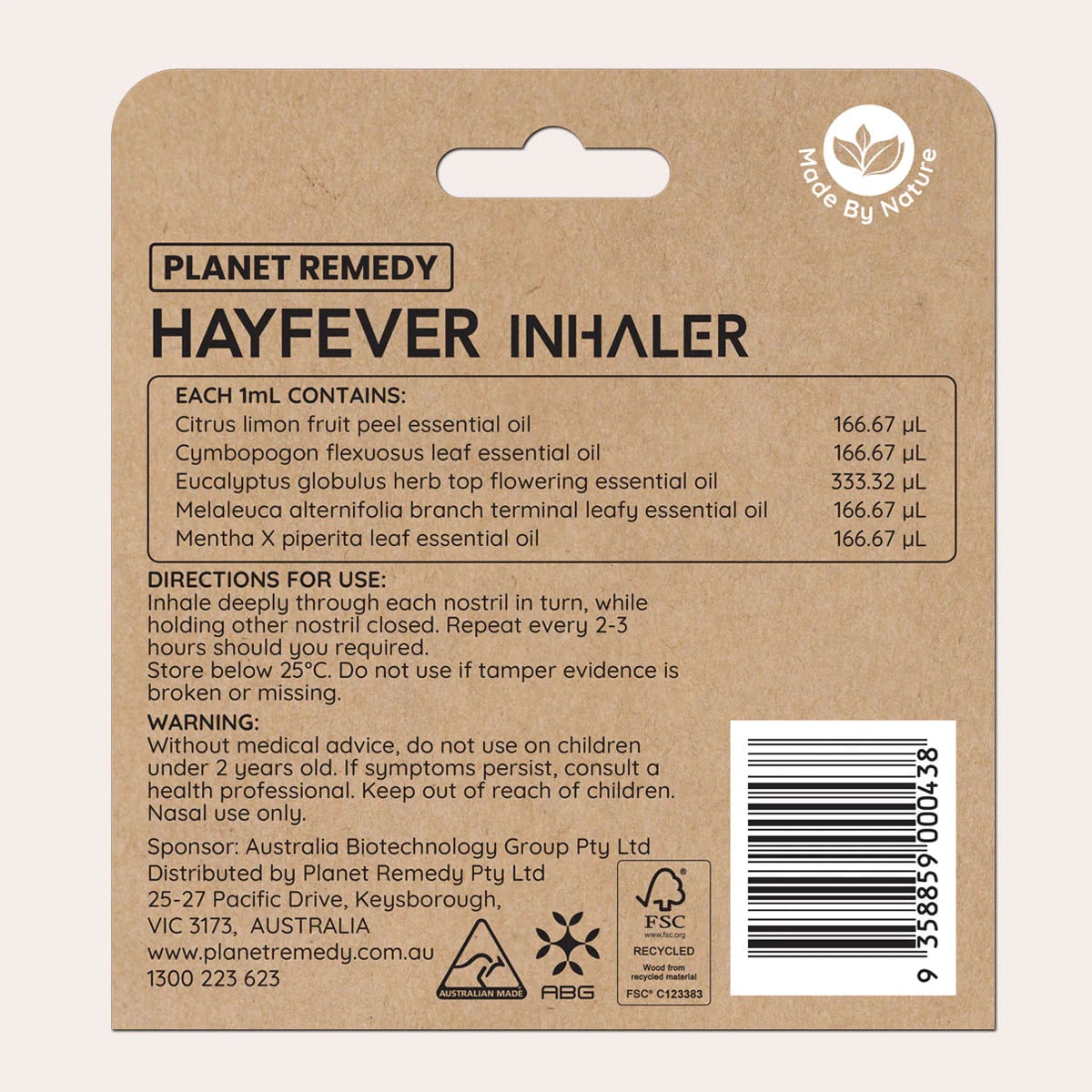 Planet Remedy Hayfever Inhaler 1ml