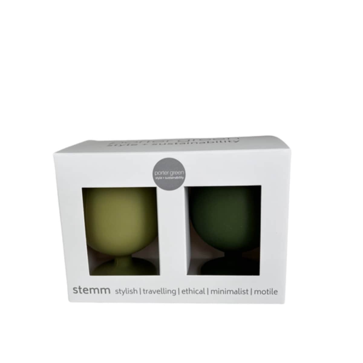 Porter Green Stemm Unbreakable Silicone Wine Glass Set Stirling 2x250ml