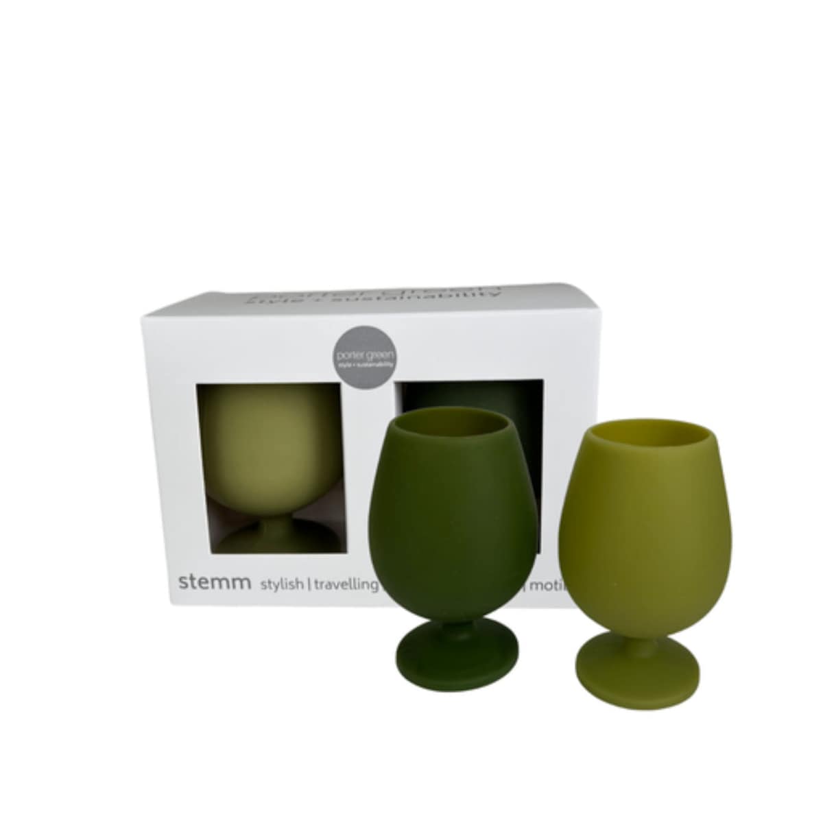 Porter Green Stemm Unbreakable Silicone Wine Glass Set Stirling 2x250ml