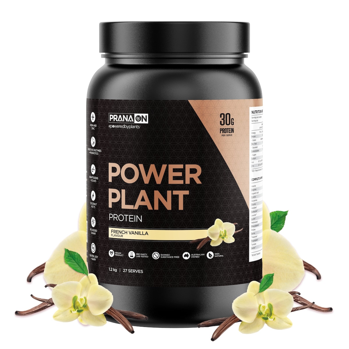 Pranaon Power Plant Protein French Vanilla 1.2kg Australia