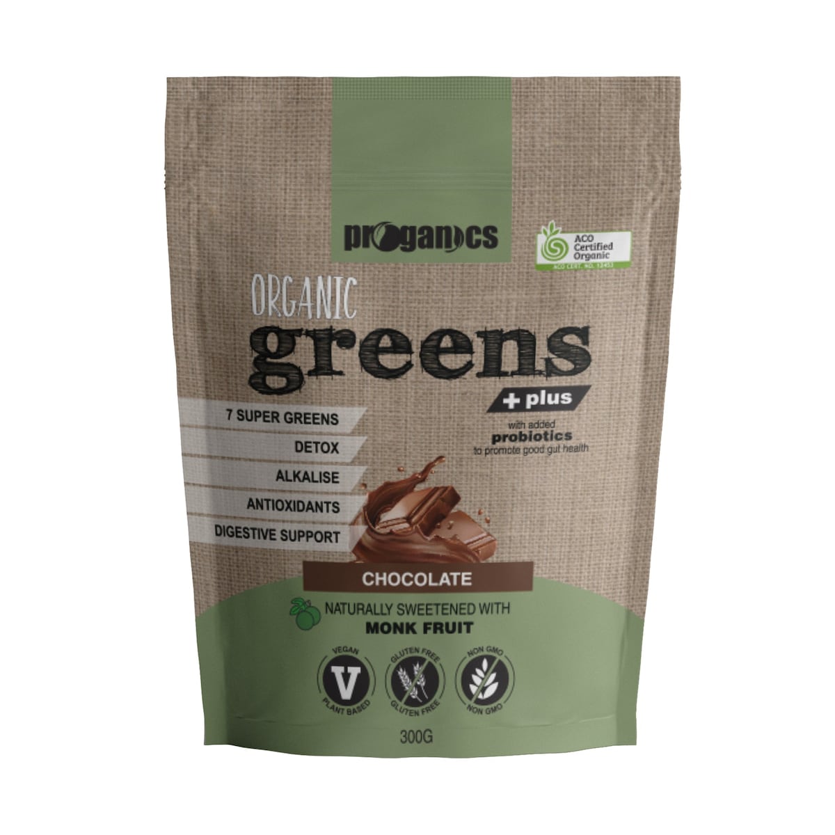 Proganics Organic Greens Plus - Chocolate 300g