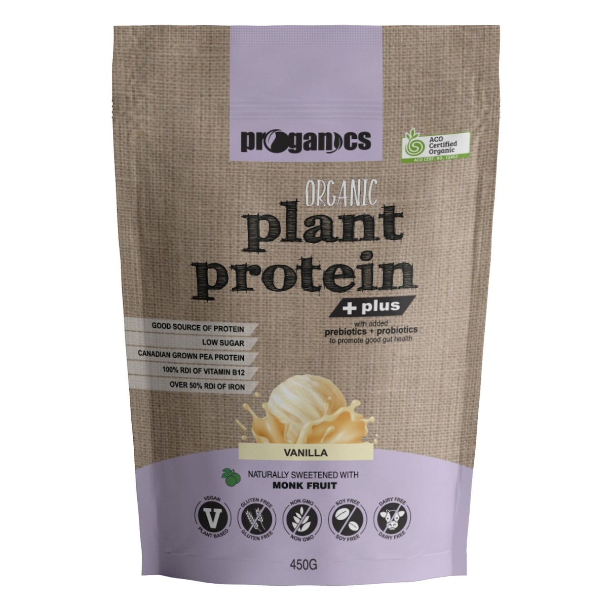 Proganics Organic Plant Protein Plus Vanilla 450g Australia