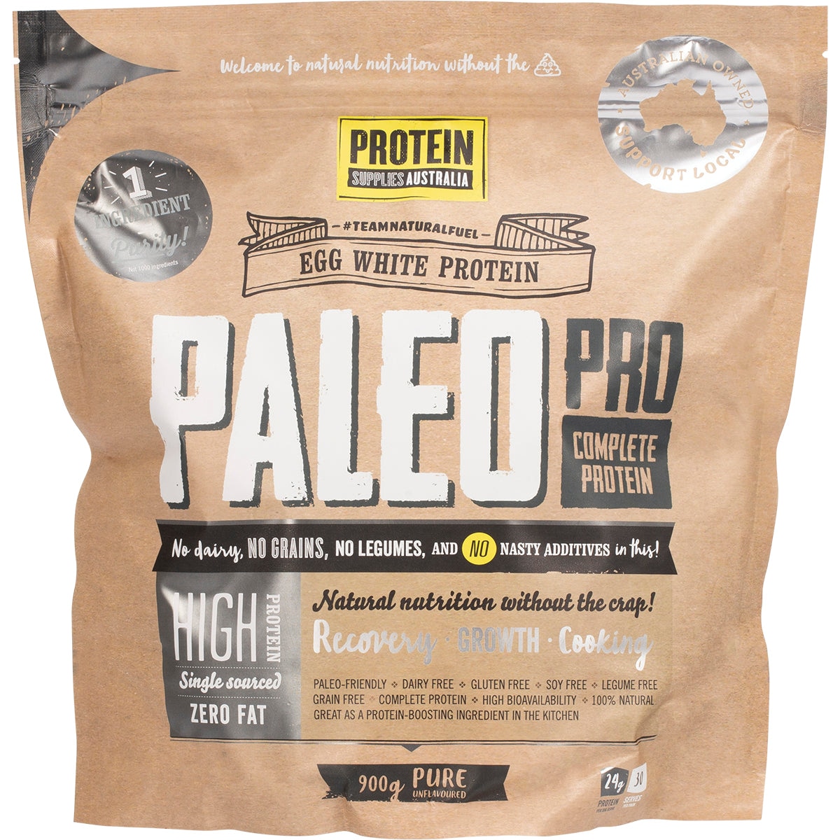 Protein Supplies Australia Paleo Pro Egg White Protein Unflavoured 900g