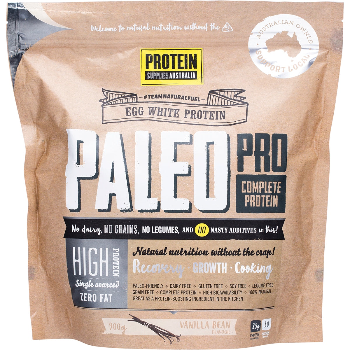 Protein Supplies Australia Paleo Pro Egg White Protein Vanilla Bean 900g
