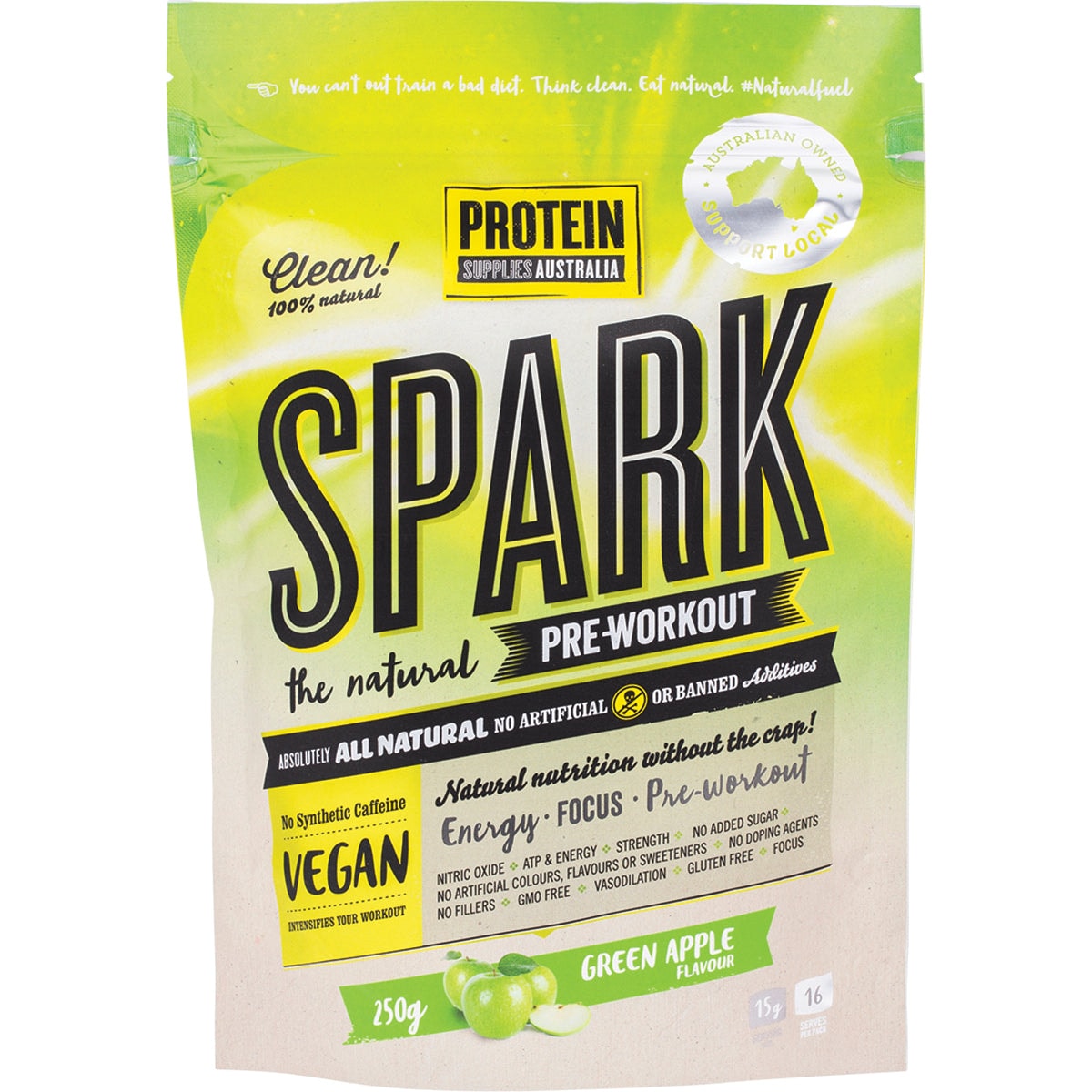 Protein Supplies Australia Spark Pre-workout Green Apple 250g
