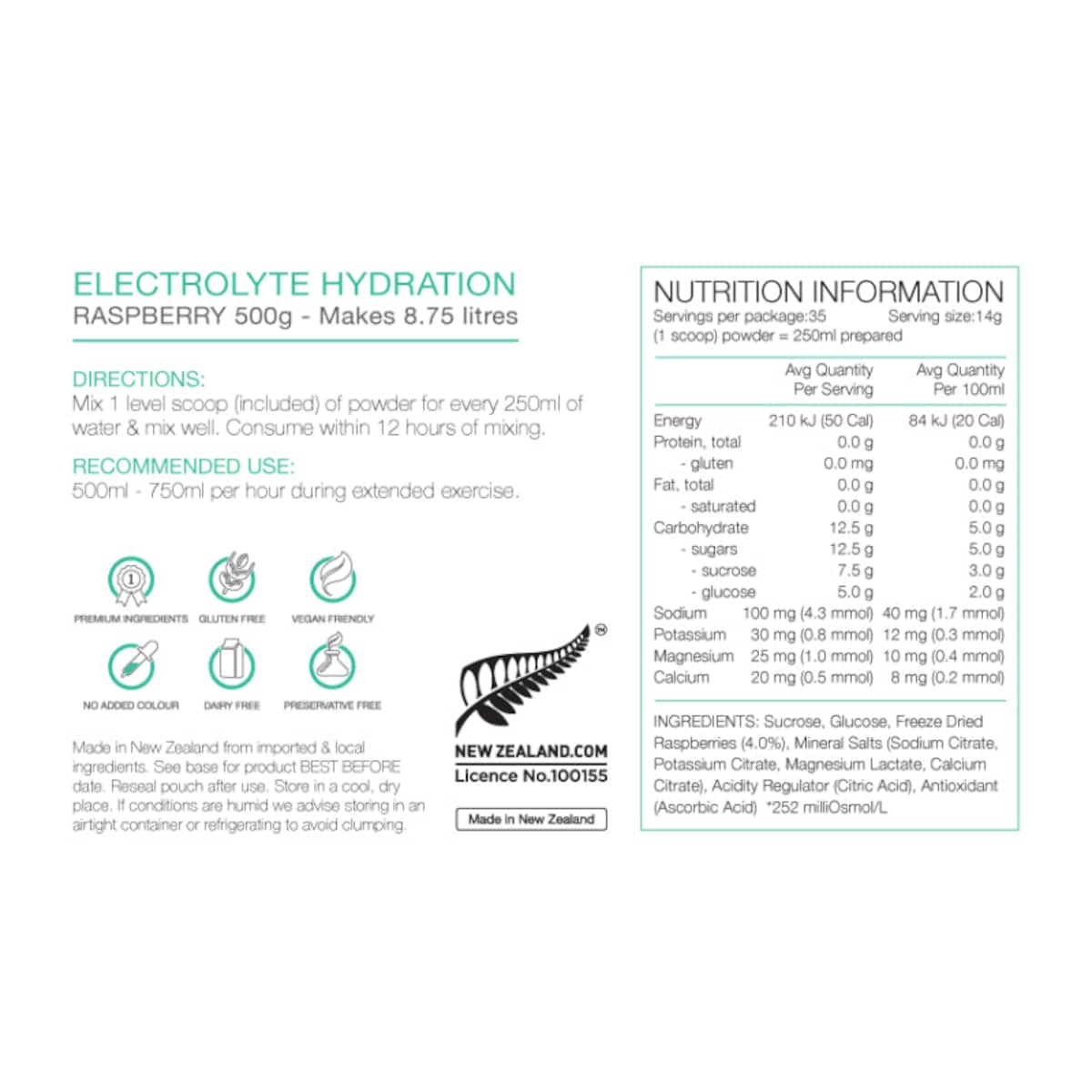 Pure Sports Electrolyte Hydration Raspberry 500g
