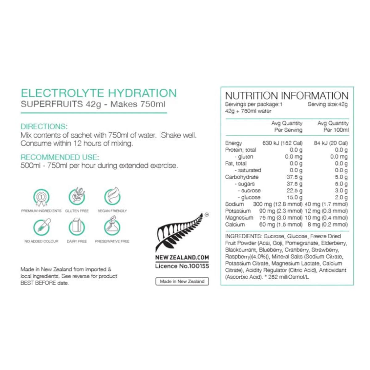 Pure Sports Nutrition Electrolyte Hydration Superfruits 25 x 42g