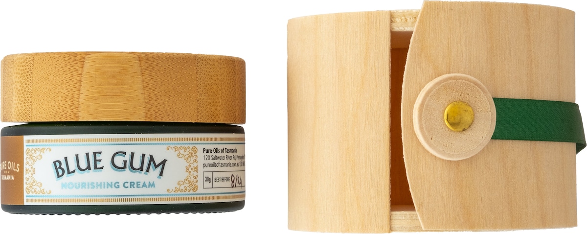 Pure Oils of Tasmania Blue Gum Nourishing Cream in Bamboo Box 30ml