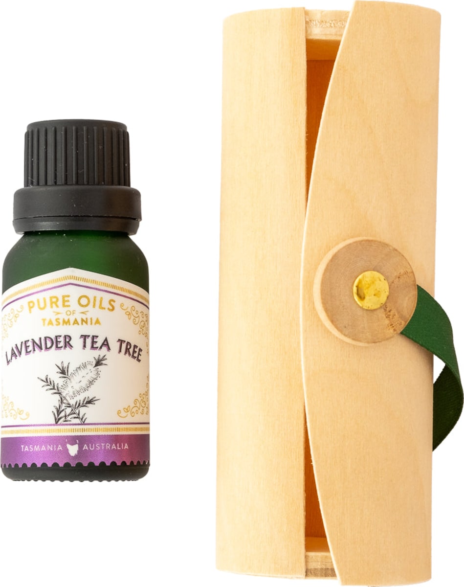 Pure Oils of Tasmania Lavender Tea Tree Essential Oil in Bamboo Box 15ml