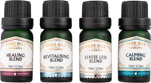 Pure Oils of Tasmania Stress Less Calm Heal & Revive Set of four oils 40ml