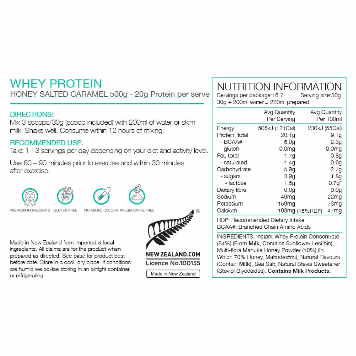 Pure Whey Protein Concentrate Salted Caramel 500g