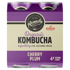 Remedy Organic Kombucha Cherry Plum 4x250ml