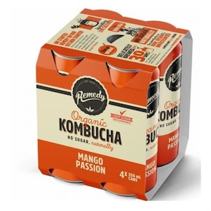 Remedy Organic Kombucha Mango Passion 4x250ml