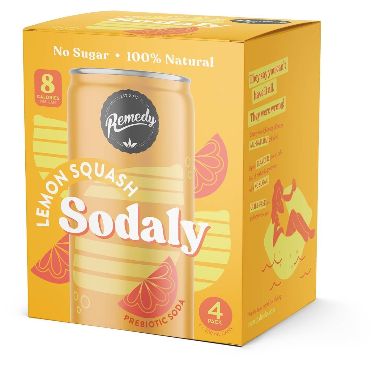 Remedy Sodaly Lemon Squash 4x250ml