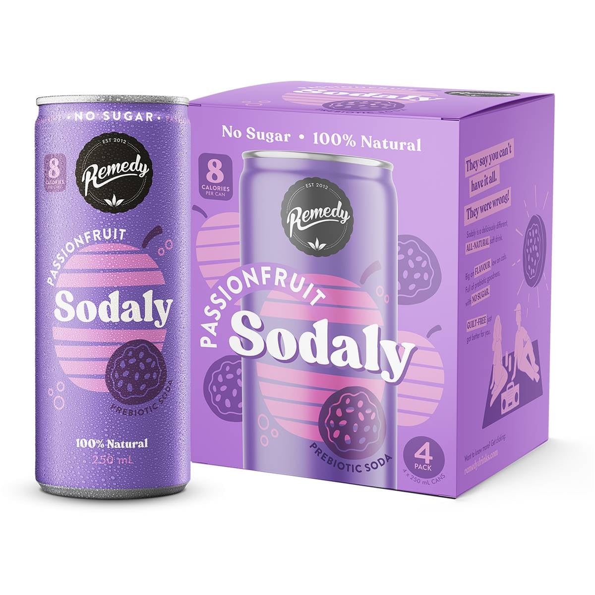 Remedy Sodaly Passionfruit 4x250ml
