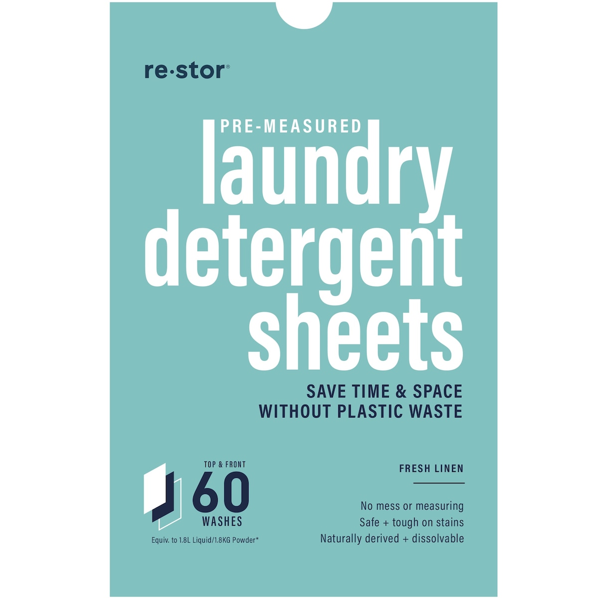 Restor Laundry Detergent Sheets Fresh Linen 60 Pack