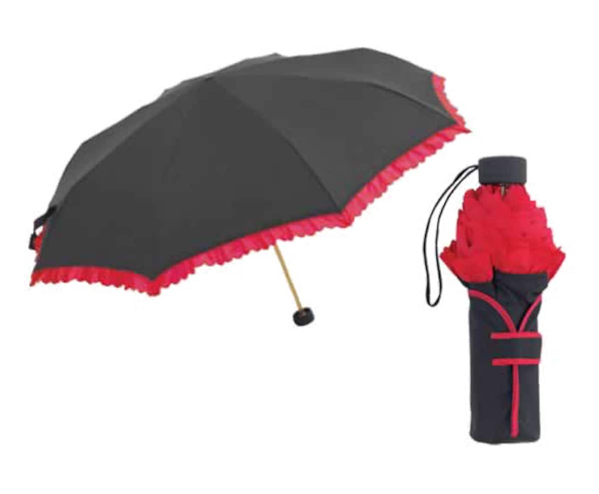 Shelta 3889 Contrast Colour Frill Mini Maxi Umbrella UPF 25 Black/Red