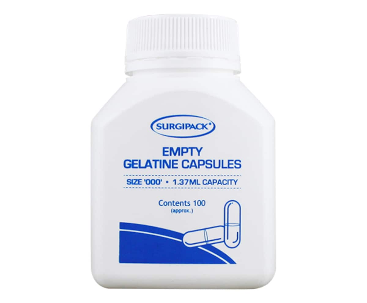 Surgipack Empty Gelatin Capsules Size 000 100 Pack
