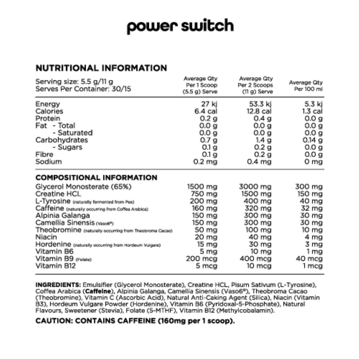 Switch Nutrition Power Performance Energy Pre-Workout Peach Lemonade 165g