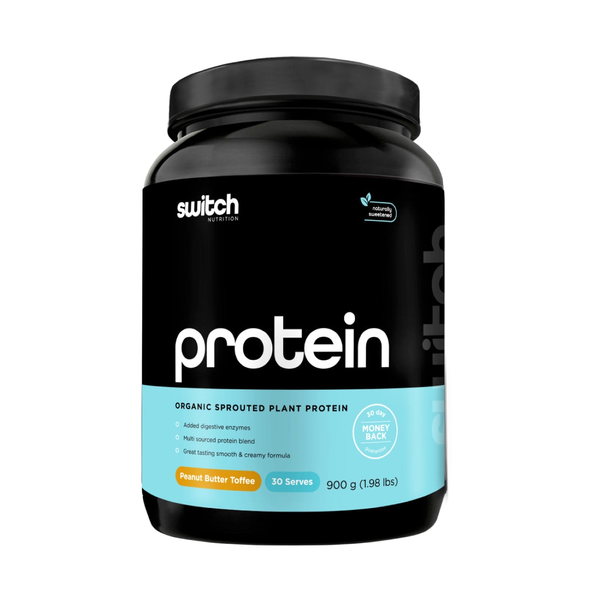 Switch Nutrition Organic Sprouted Plant Protein Peanut ButterToffee 900g Australia
