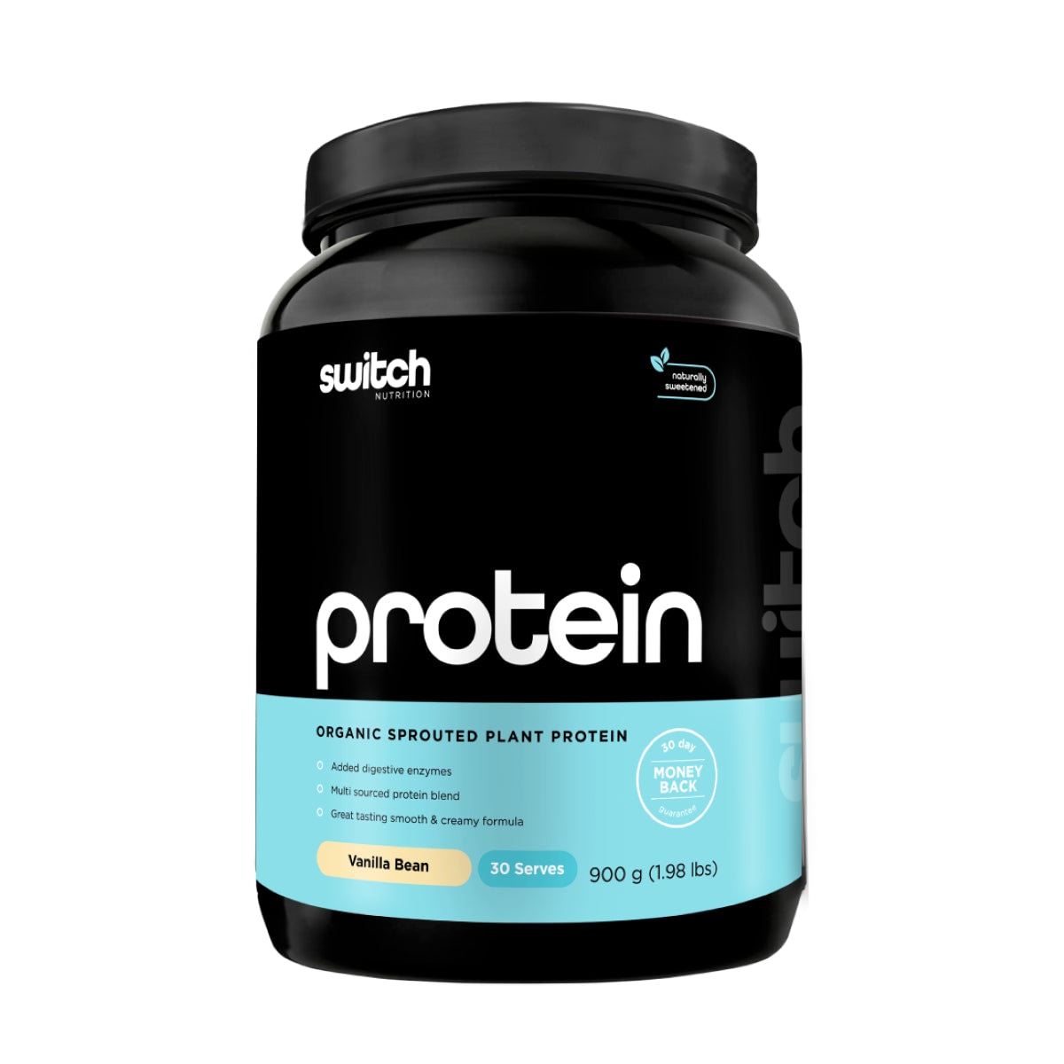 Switch Nutrition Organic Sprouted Plant Protein Vanilla Bean 900g Australia