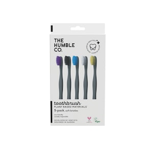 The Humble Co Soft Adult Plant Based Toothbrush Mixed Colours 5 Pack