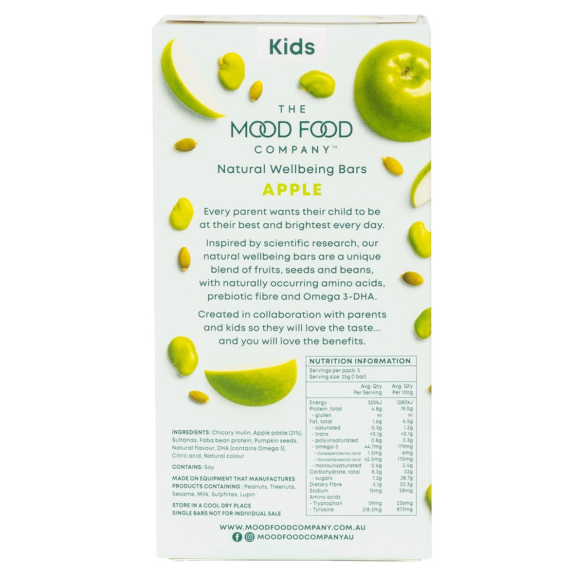 The Mood Food Company Natural Wellbeing Bars Apple 5 x 25g