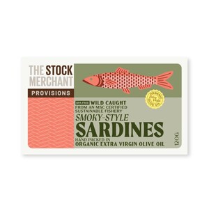 The Stock Merchant MSC Smoked Sardines in Extra Virgin Olive Oil 120g