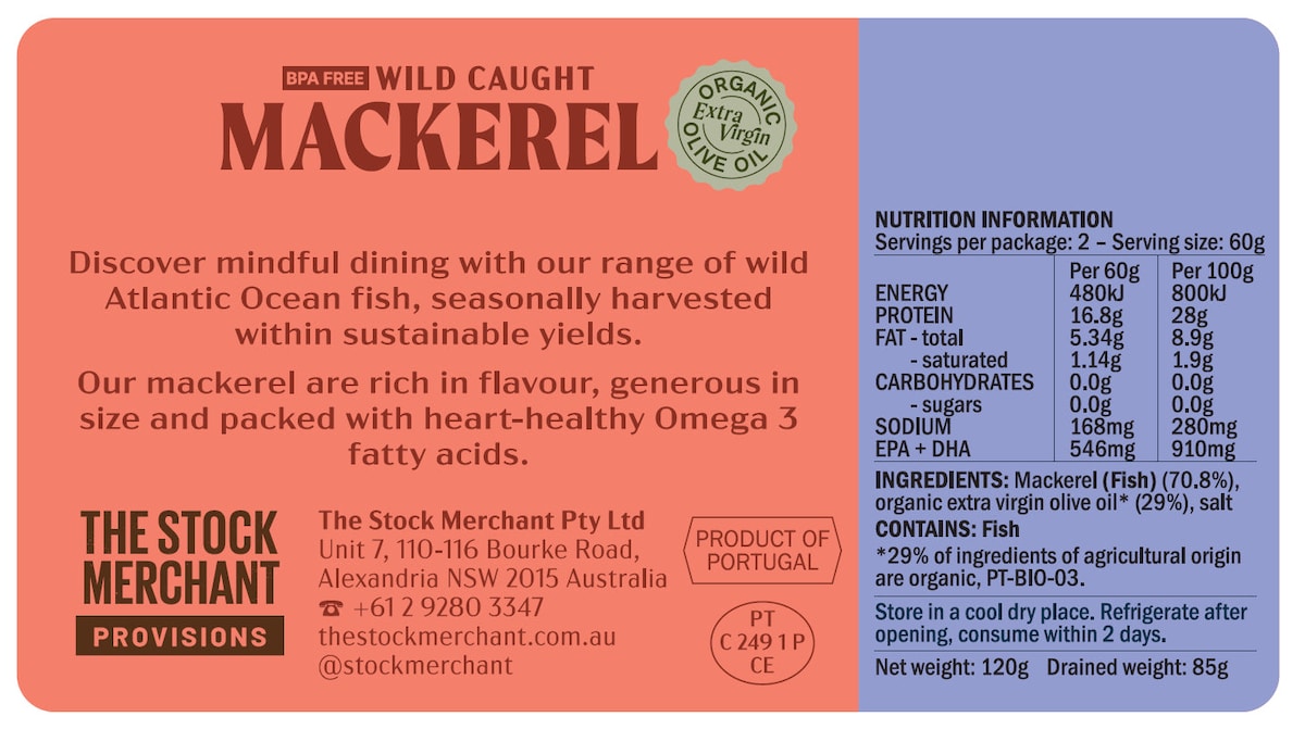 The Stock Merchant Wild Mackerel in Extra Virgin Olive Oil 120g