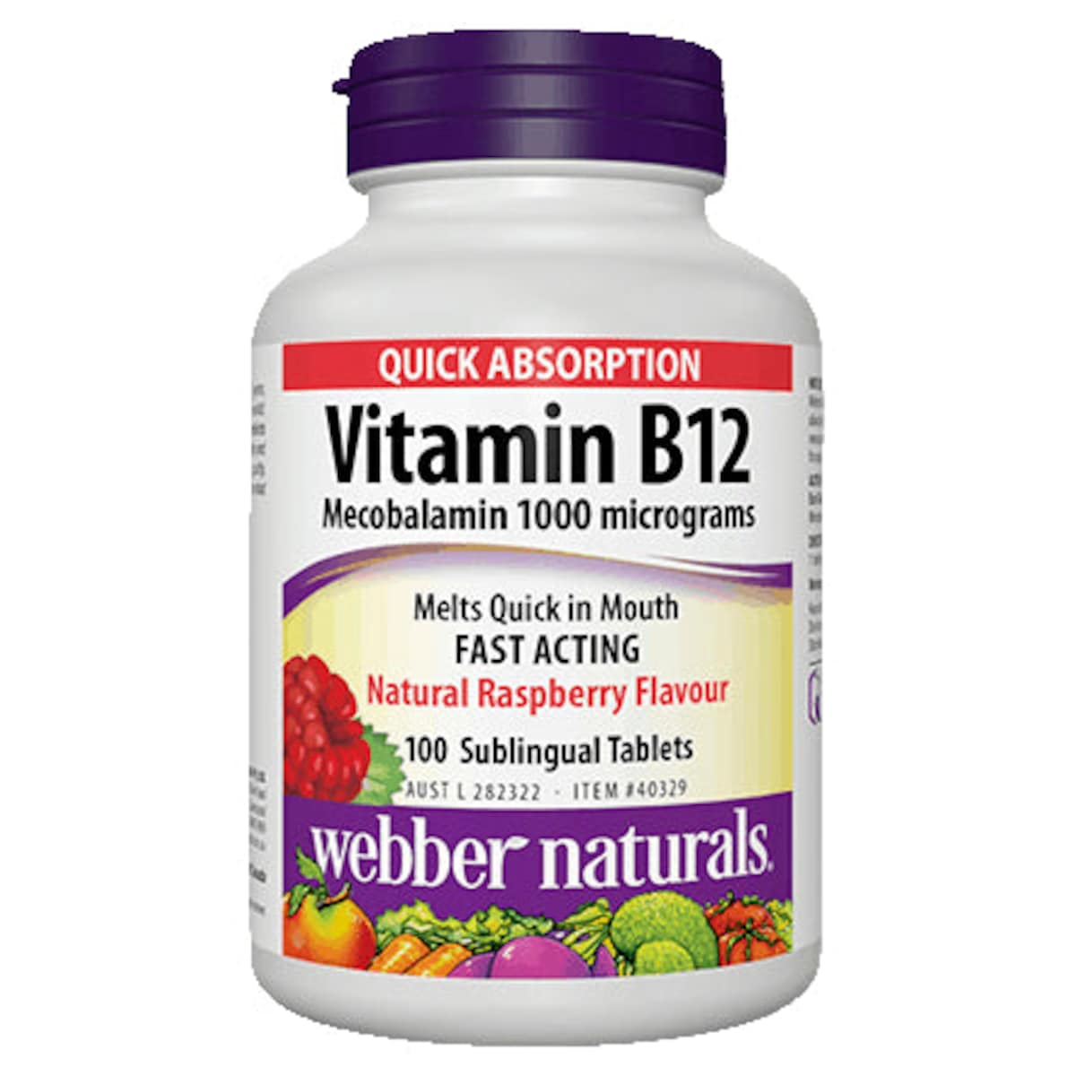 Webber Naturals Vitamin B12 1000 mcg Rasp Australia
