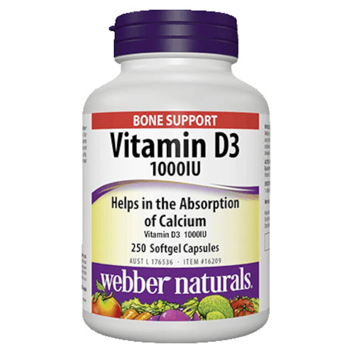 Webber Naturals Vitamin D3 1000iu 250 Soft Gel Capsules
