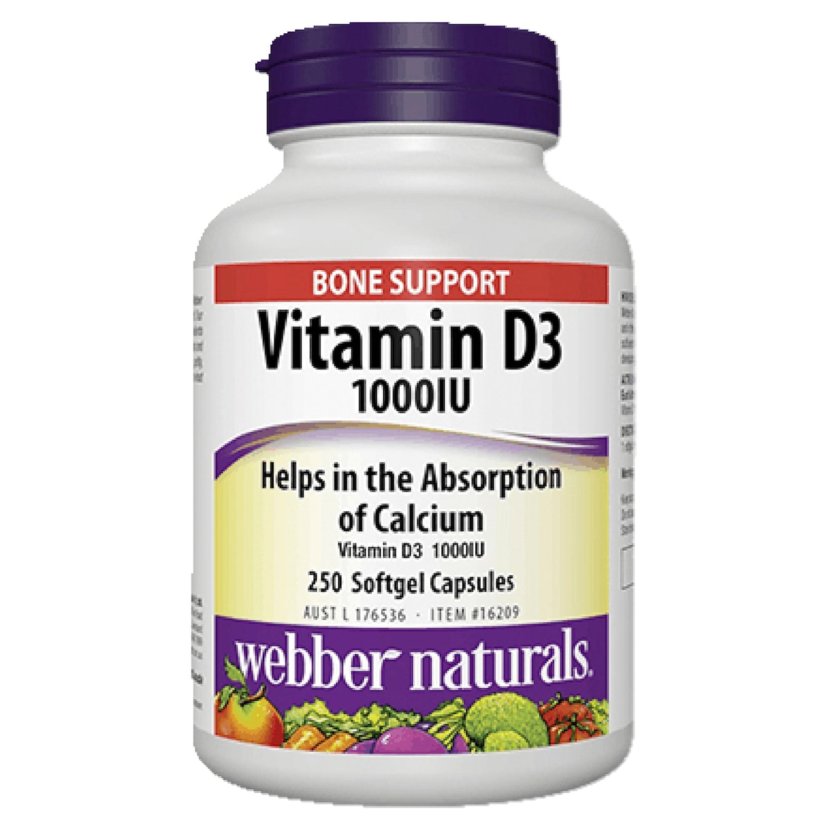 Webber Naturals Vitamin D3 1000iu 250 Soft Gel Capsules