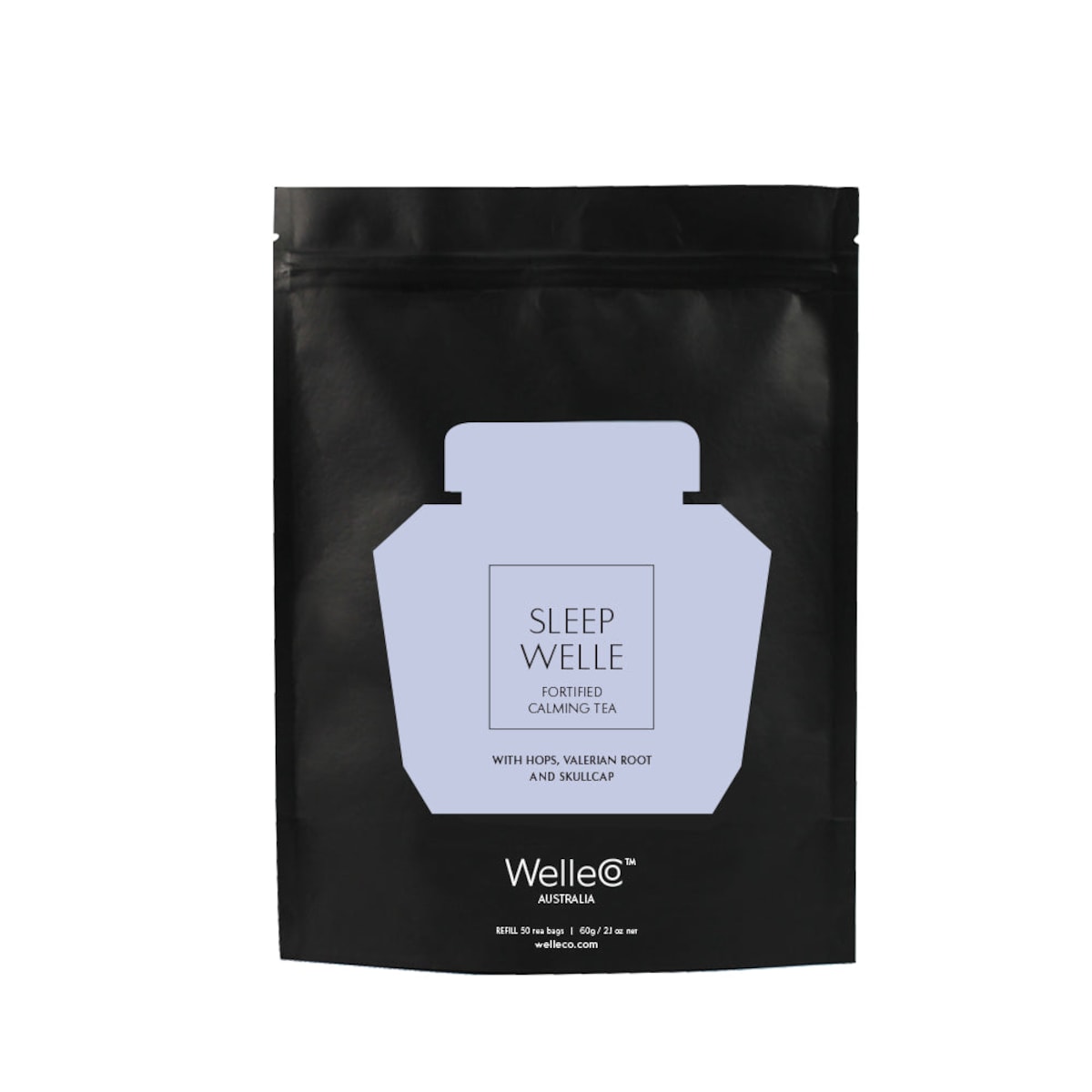 WelleCo Sleep Welle Calming Tea Refill Pouch 50 Tea Bags