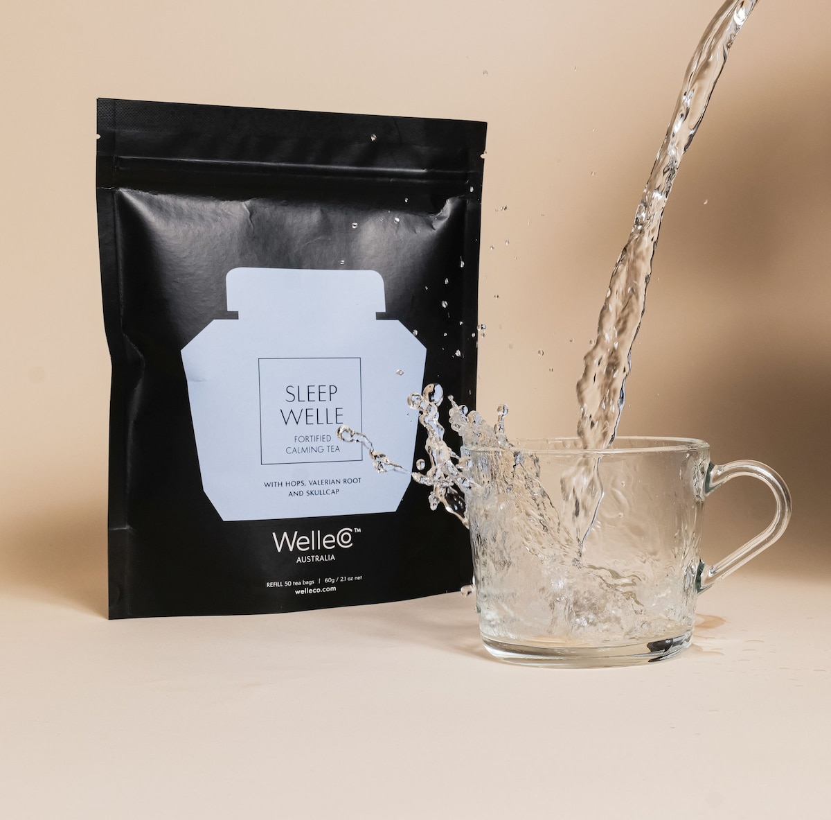 WelleCo Sleep Welle Calming Tea Refill Pouch 50 Tea Bags