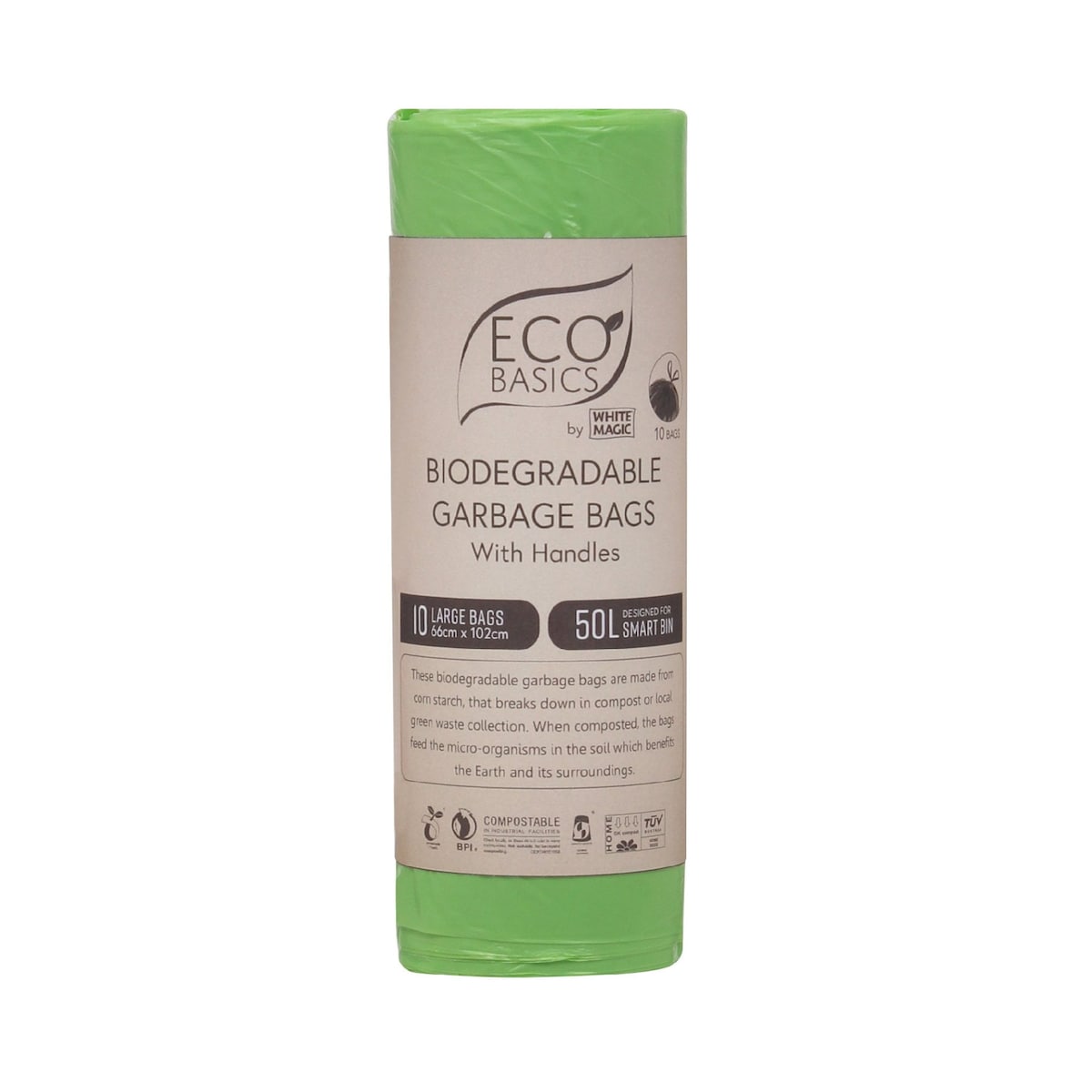 White Magic Eco Basics Bio Garbage Bags Large 50L X 10 Bags