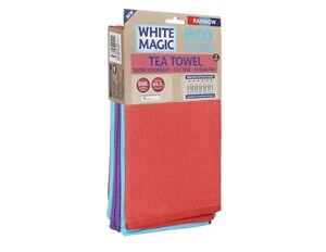 White Magic Eco Cloth Tea Towel Rainbow 3 Pack