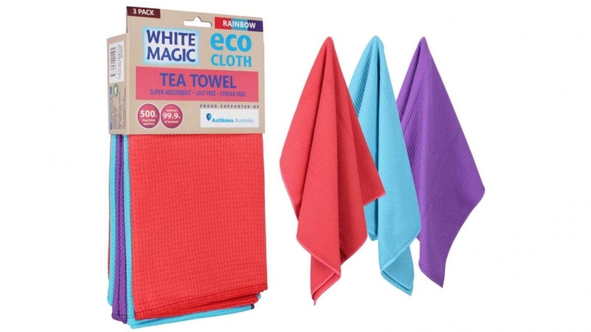 White Magic Eco Cloth Tea Towel Rainbow 3 Pack