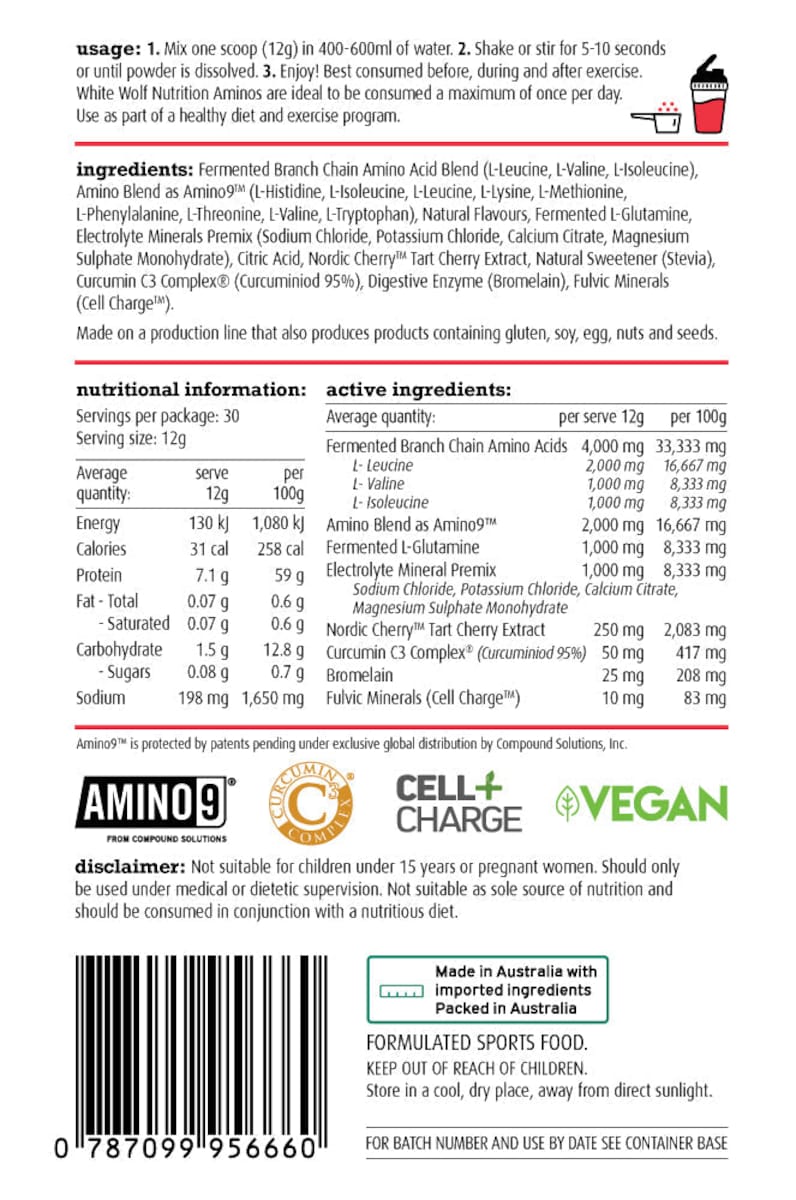 White Wolf Nutrition Aminos Strawberry Kiwi 360G