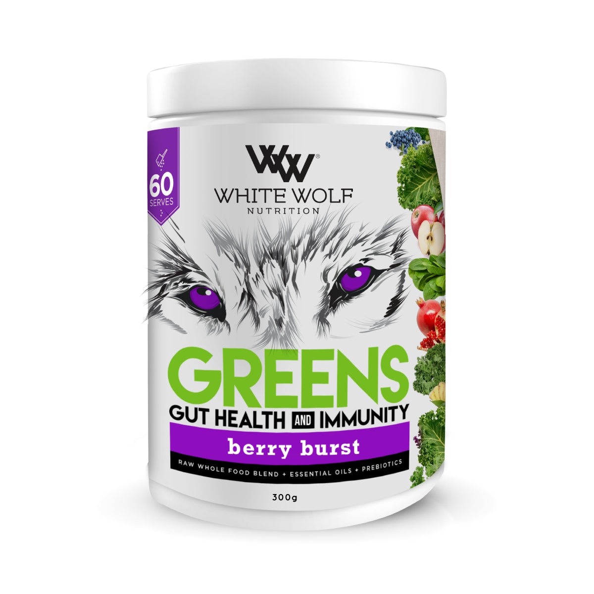 White Wolf Nutrition Greens Gut Health & Immunity Berry Burst 300g
