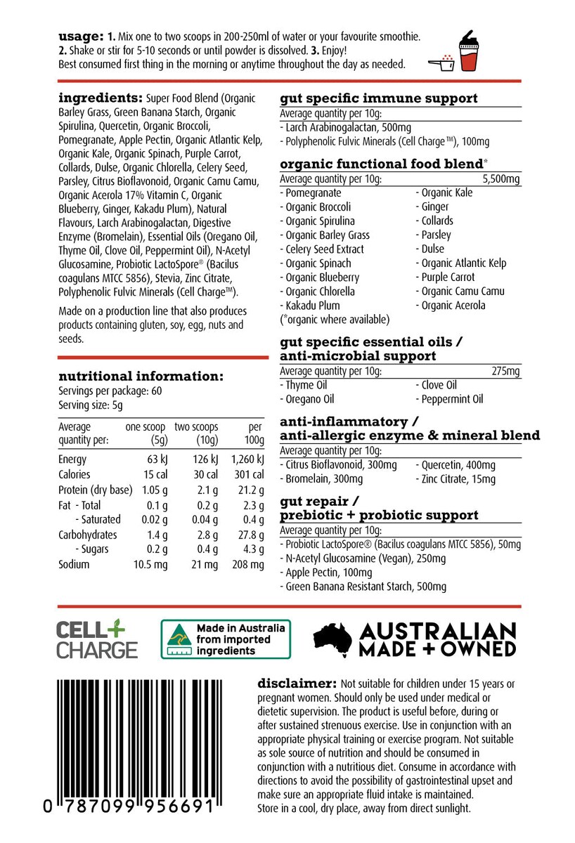 White Wolf Nutrition Greens Gut Health & Immunity Strawberry Mint 300g