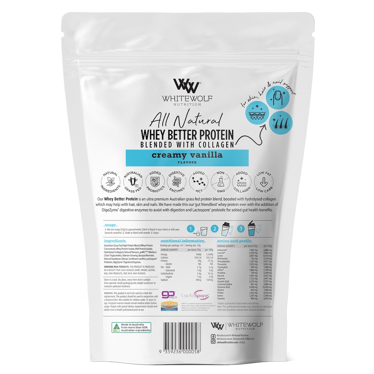 White Wolf Nutrition Nutrition Whey Better Protein Creamy Vanilla 990g