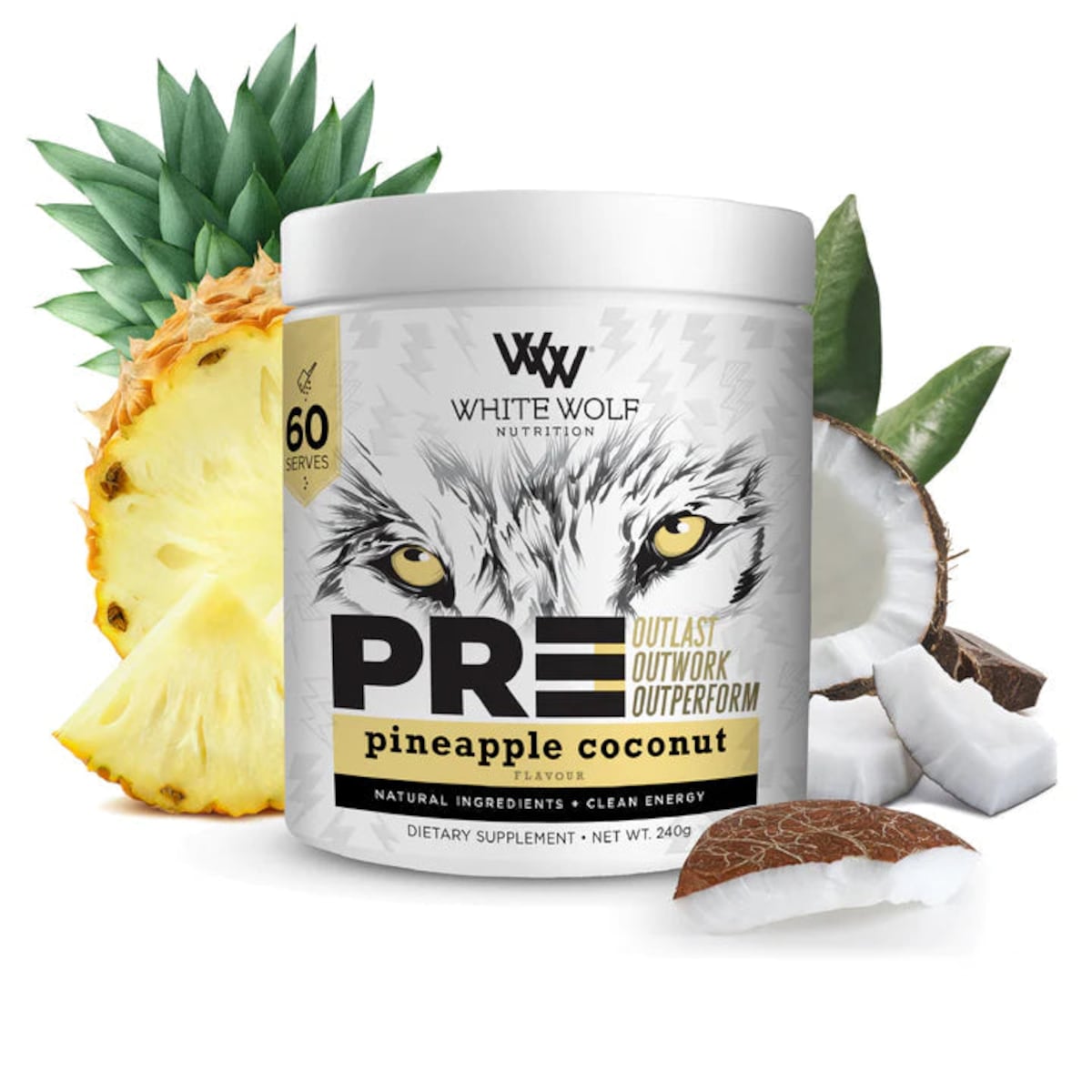 White Wolf Nutrition Preworkout Pineapple Coconut 250G