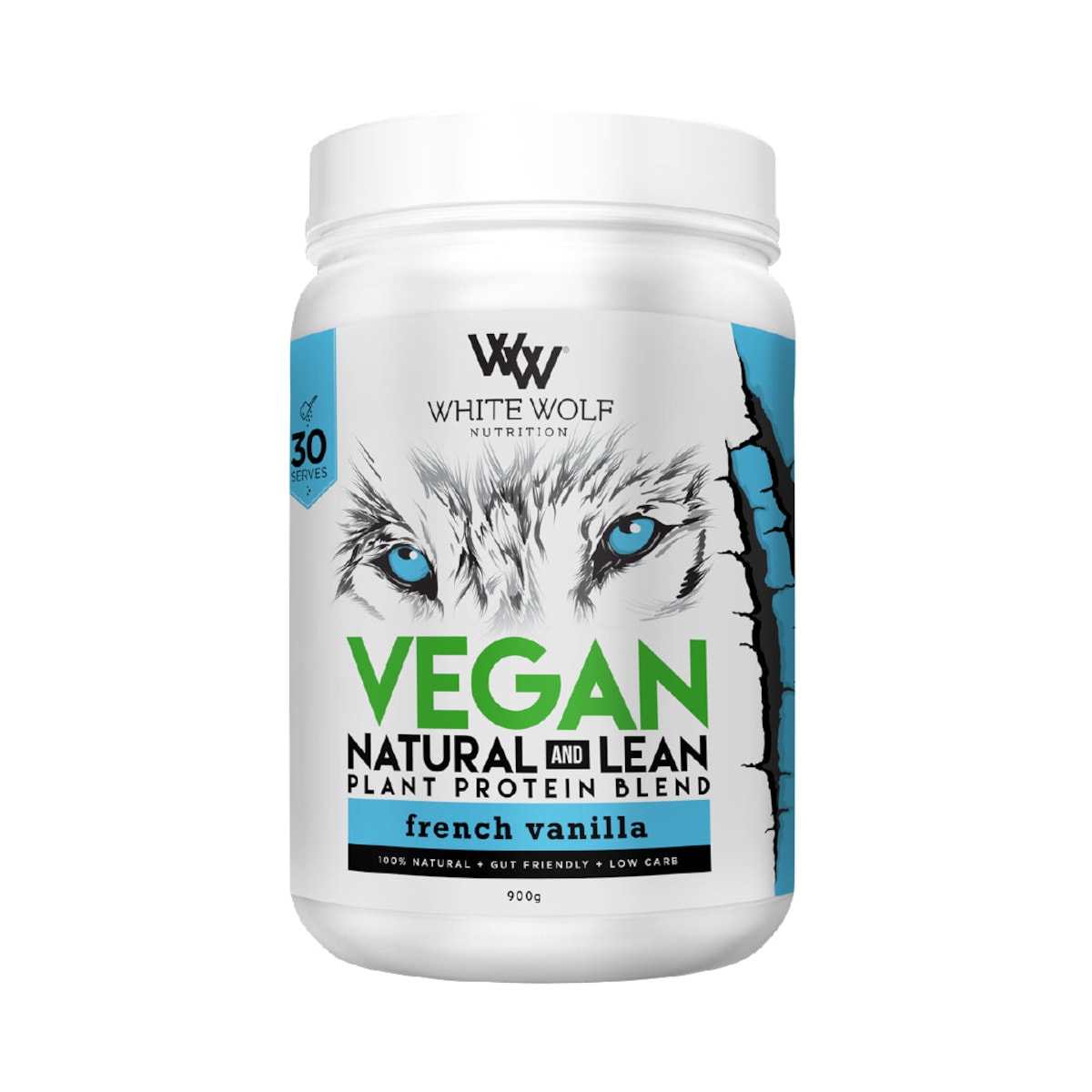 White Wolf Nutrition Vegan Natural+Lean Protein French Vanilla 900g Australia