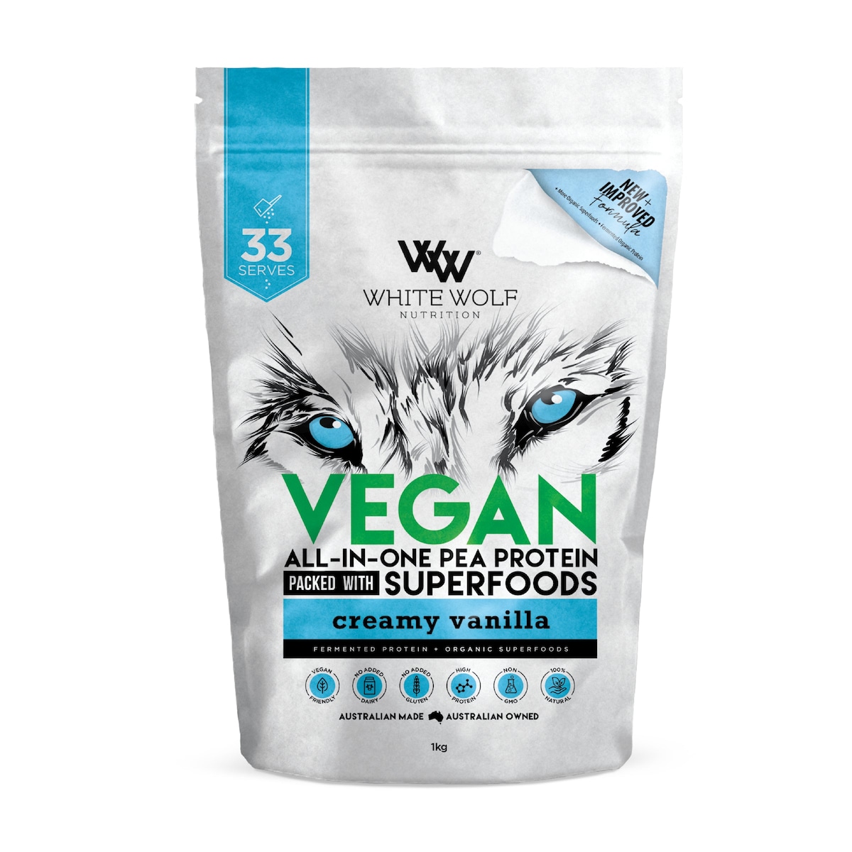White Wolf Nutrition Vegan Protein With Superfoods Creamy Vanilla 1Kg Australia