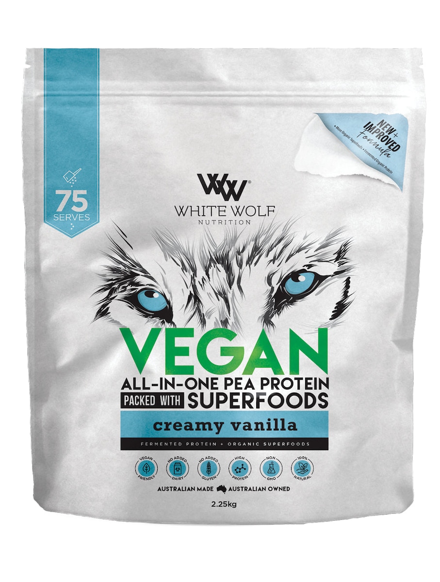 White Wolf Nutrition Vegan Protein With Superfoods Creamy Vanilla 2.25Kg Australia