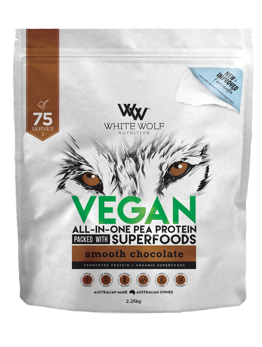 White Wolf Nutrition Vegan Protein With Superfoods Smooth Chocolate 2.25kg Australia