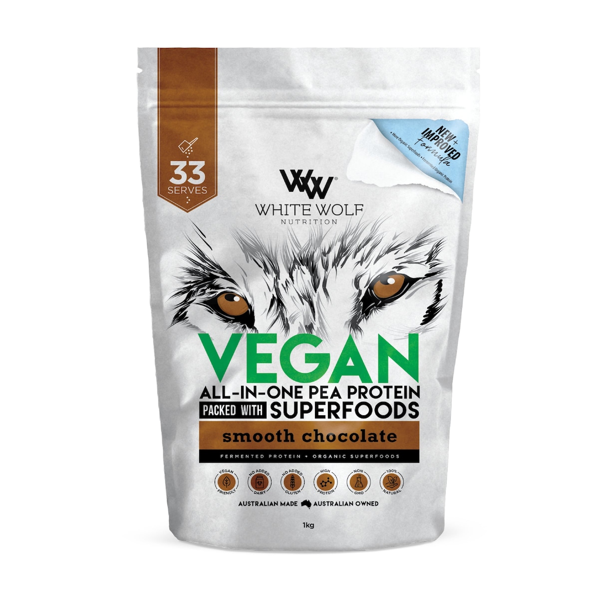 White Wolf Nutrition Vegan Protein With Superfoods Smooth Chocolate 1Kg Australia