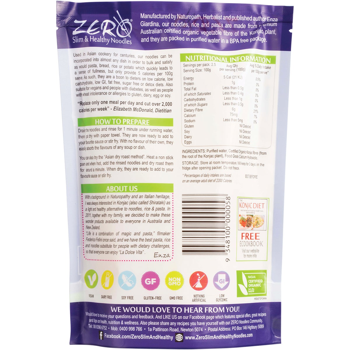 Zero Slim & Healthy Certified Organic Konjac Noodles Style 400g