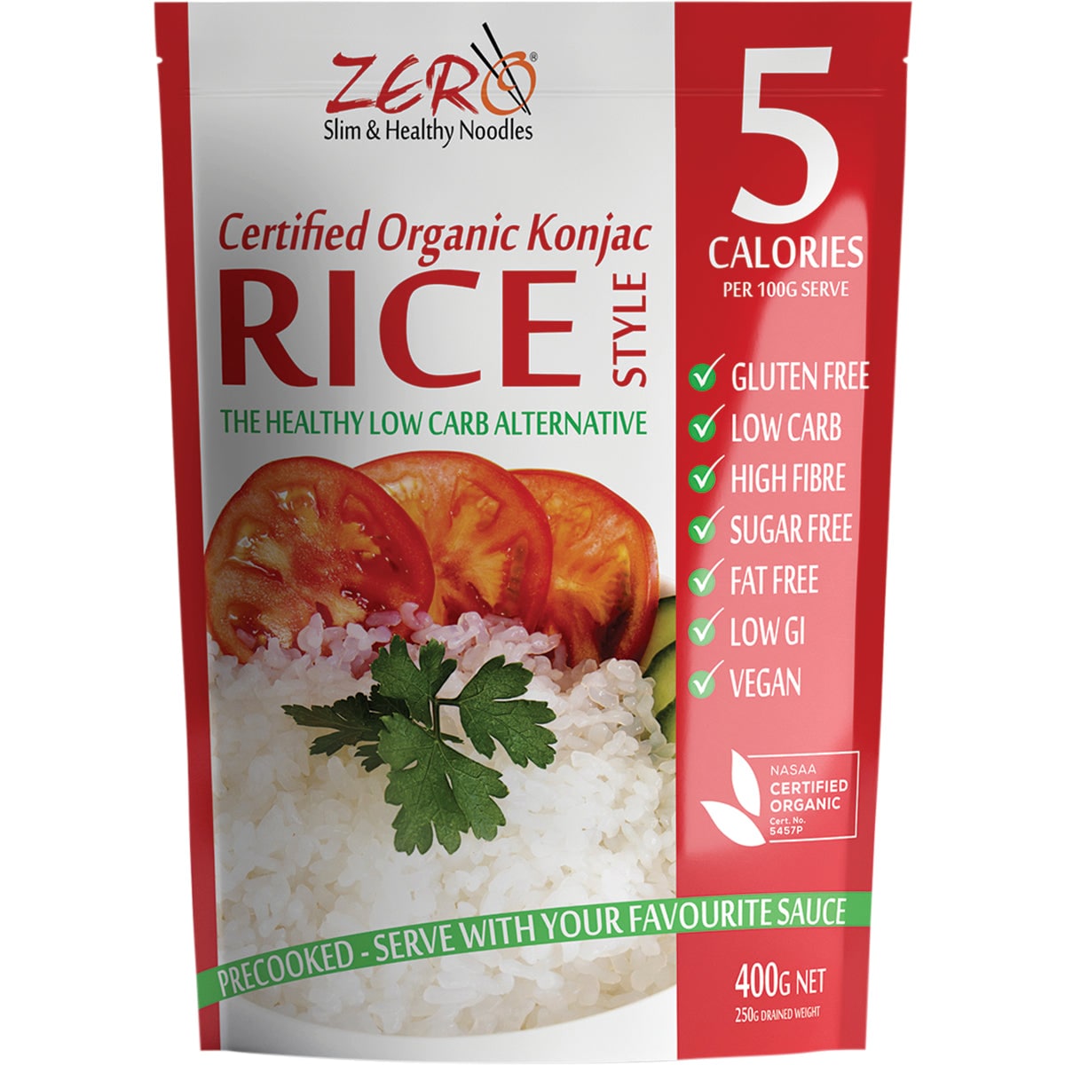 Zero Slim & Healthy Certified Organic Konjac Rice Style 400g Zero Slim Healthy